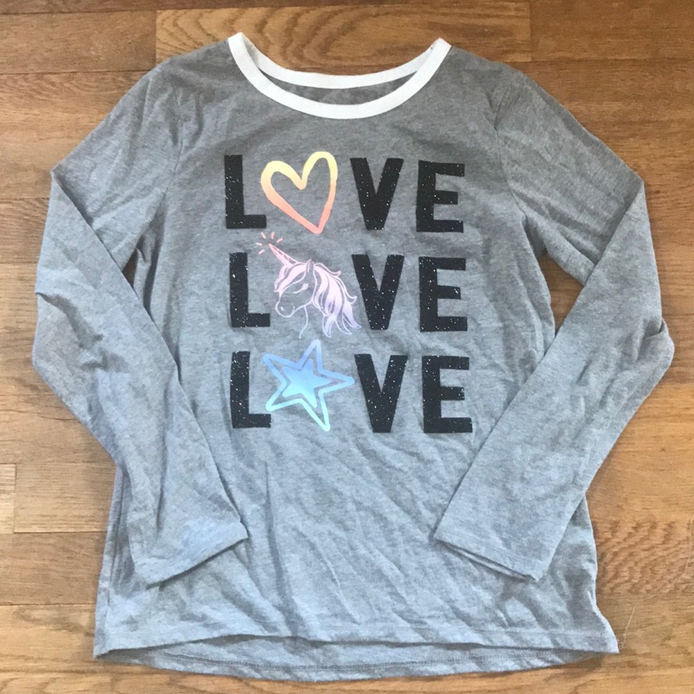 Justice Girls love unicorn long sleeve shirt